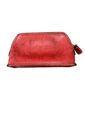 Coach Signature C Legacy Cosmetic Case in cherry red leather, Vintage